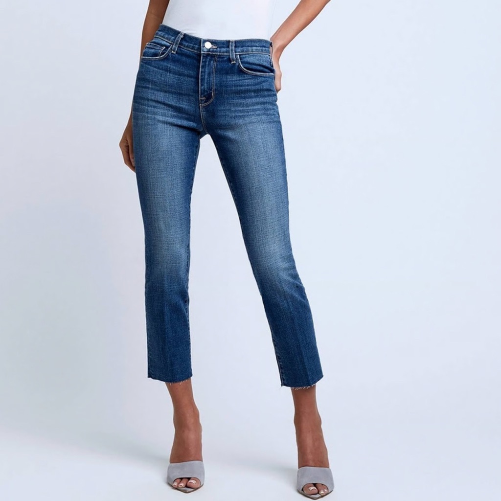 New L'agence $285 Sada Slim-Leg Cropped Jean Size 34